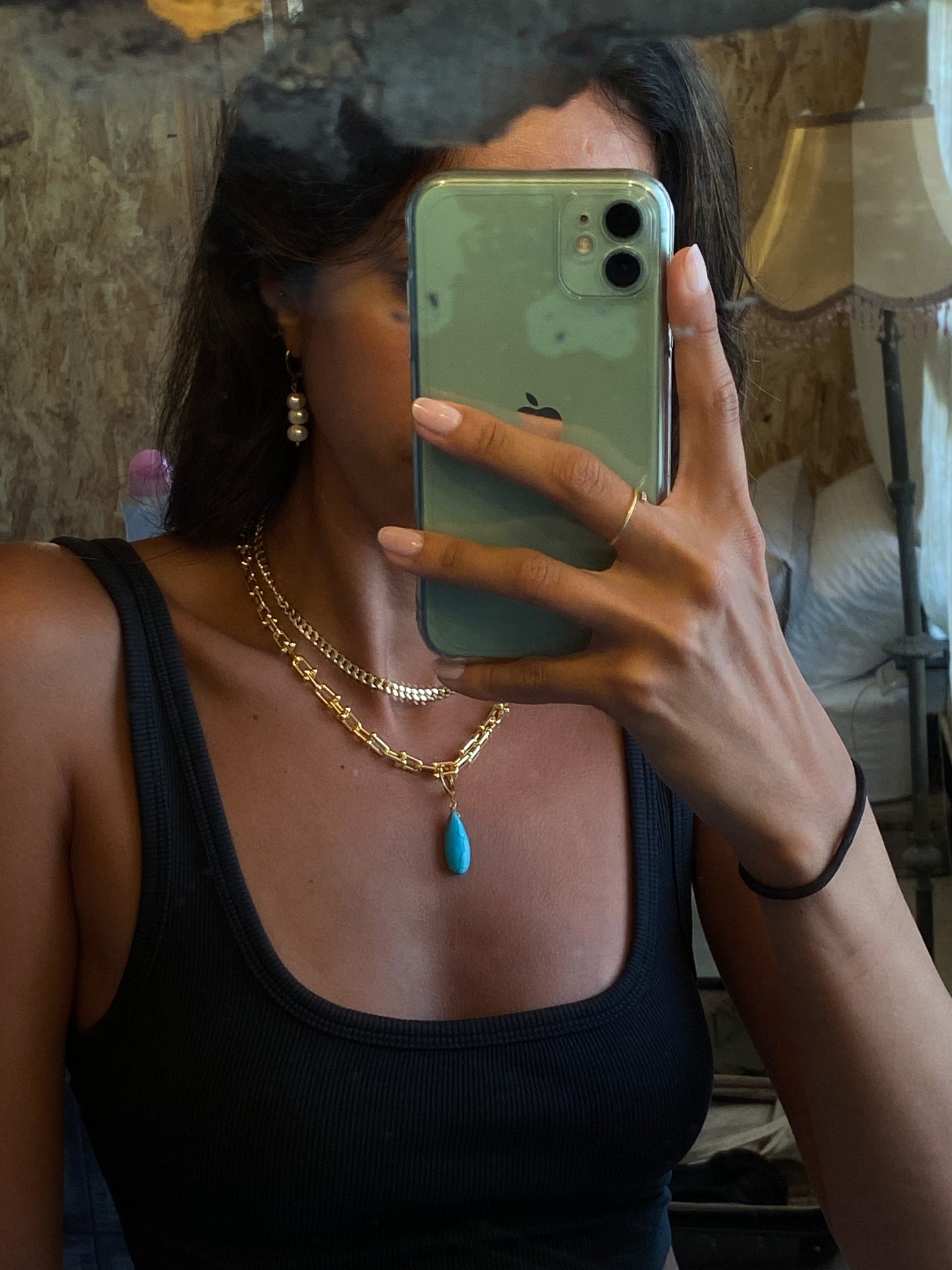 LONG TURQUOISE EARRING
